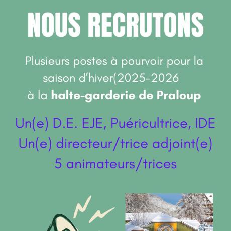 Recrutement garderie Praloup 25-26