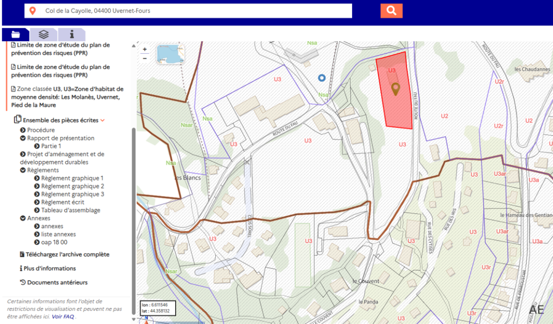 extrait PLU geoportail